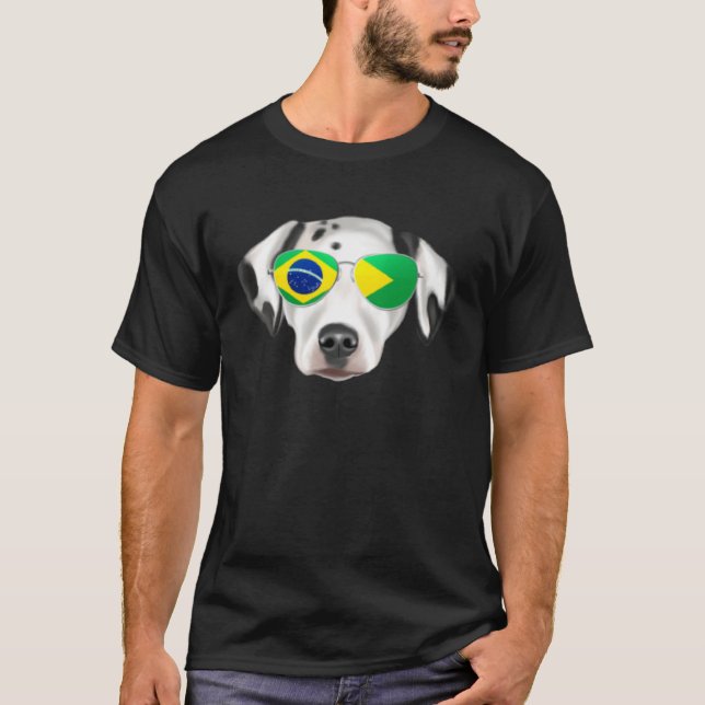 Camiseta Brazilian Flag Dalmatian Dog Brazil Pocket (Frente)