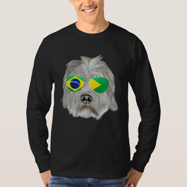 Camiseta Brazilian Flag Dandie Dinmont Terrier Dog Brazil P (Frente)