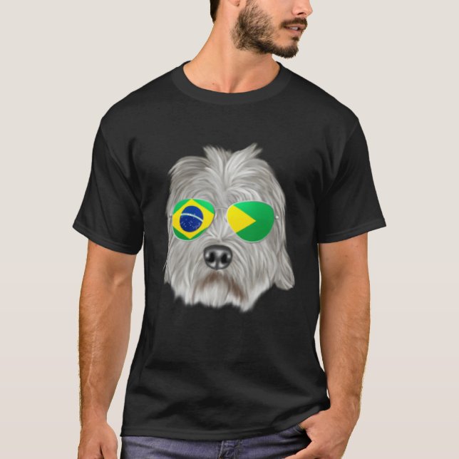 Camiseta Brazilian Flag Dandie Dinmont Terrier Dog Brazil P (Frente)