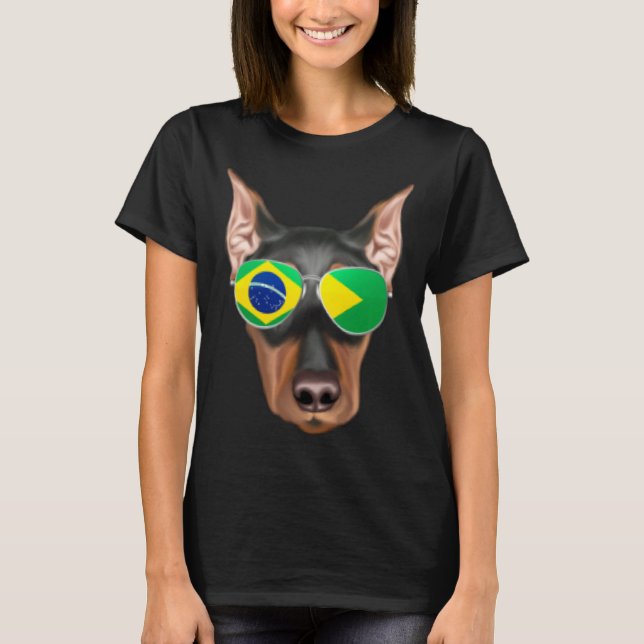 Camiseta Brazilian Flag German Pinscher Dog Brazil Pocket (Frente)