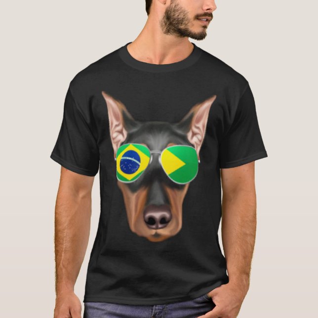 Camiseta Brazilian Flag German Pinscher Dog Brazil Pocket (Frente)
