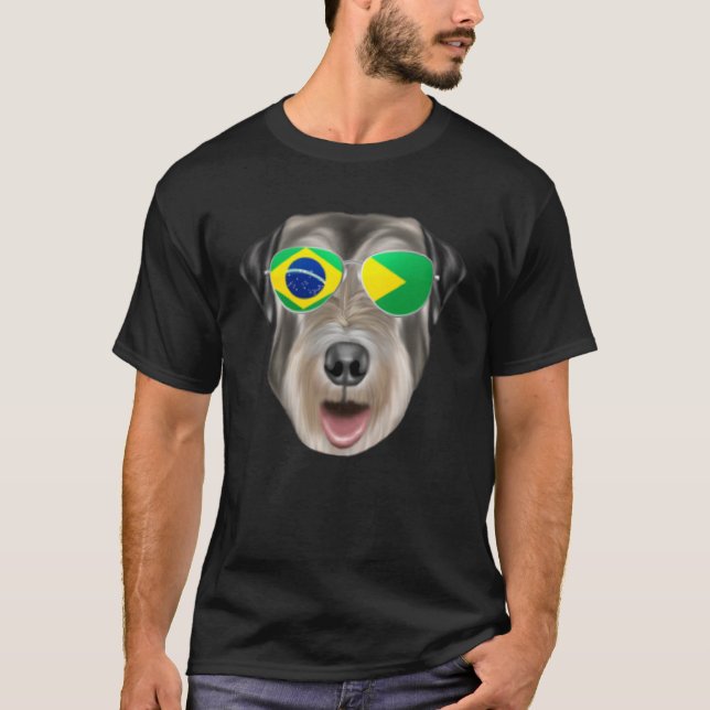 Camiseta Brazilian Flag Irish Wolfhound Dog Brazil Pocket (Frente)