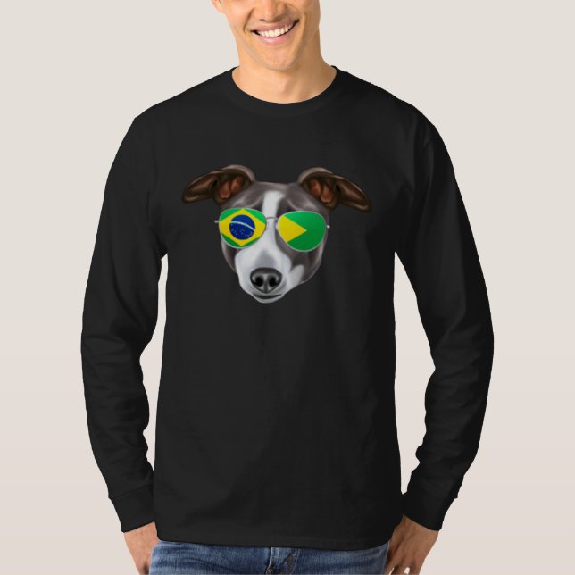 Camiseta Brazilian Flag Italian Greyhound Dog Brazil Pocket (Frente)