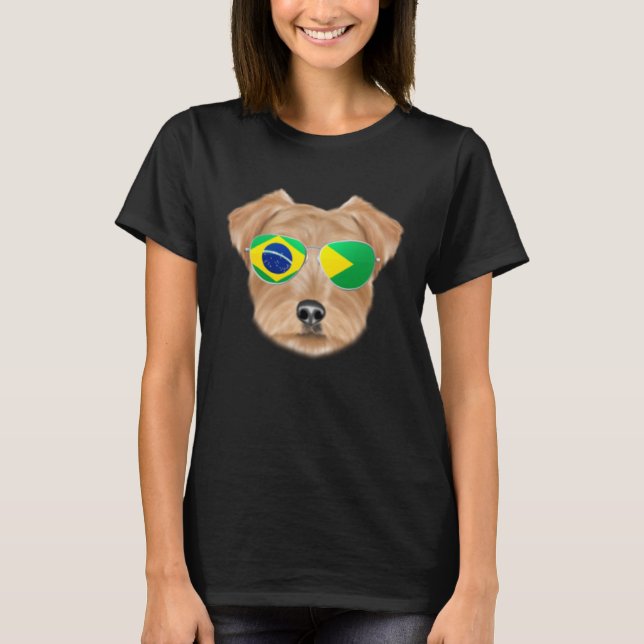 Camiseta Brazilian Flag Norfolk Terrier Dog Brazil Pocket (Frente)