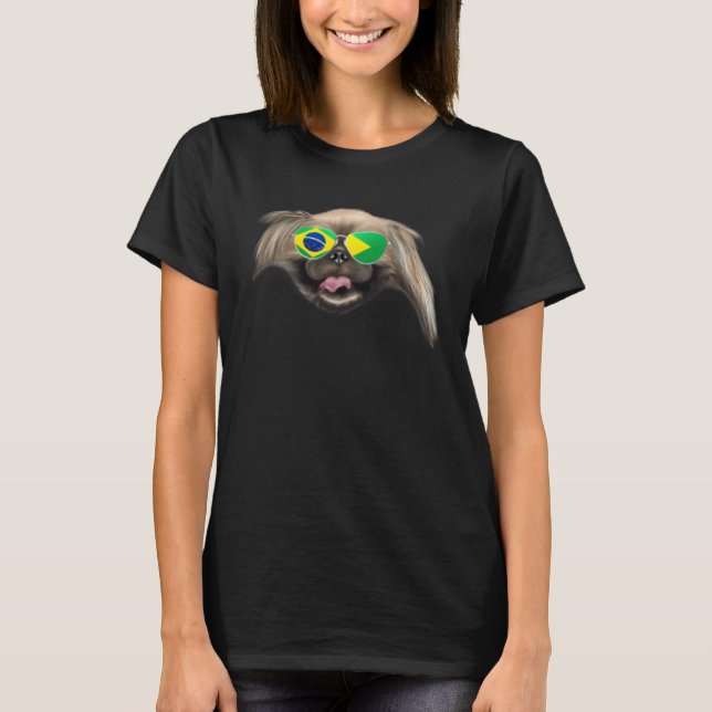 Camiseta Brazilian Flag Pekingese Dog Brazil Pocket (Frente)