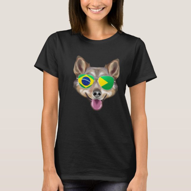 Camiseta Brazilian Flag Swedish Vallhund Dog Brazil Pocket (Frente)