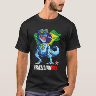 Camiseta Brazilianrex Orgulhosa Bandeira Brasileira Dinossa