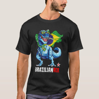 Camiseta Brazilianrex Orgulhosa Bandeira Brasileira Dinossa