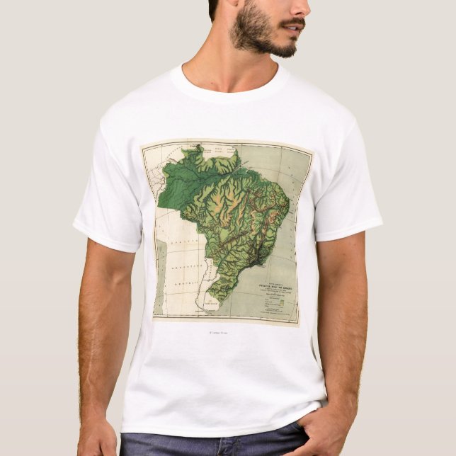 Camiseta BrazilPhysical MapBrazil panorâmico (Frente)