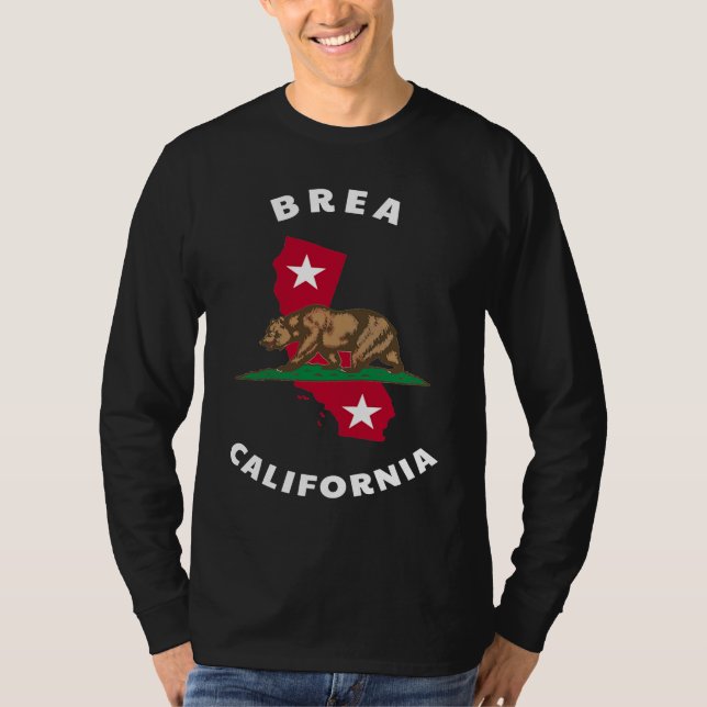Camiseta Brea California CA Flag and Bear Badge Souvenir (Frente)