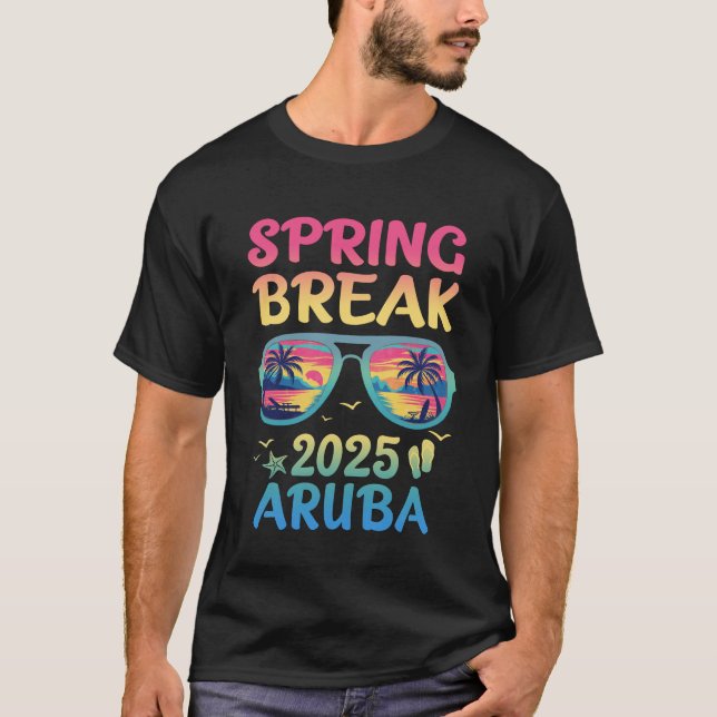Camiseta Break Aruba 2025 Férias Trip Óculos Solares S (Frente)