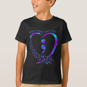Camiseta Break Stigma Save Lives Heart Semicolon Suicídio P