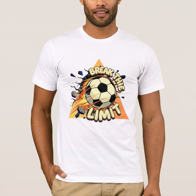 Camiseta Break The Limit Soccer Ball Fire Goal Sports Motiv (Frente)