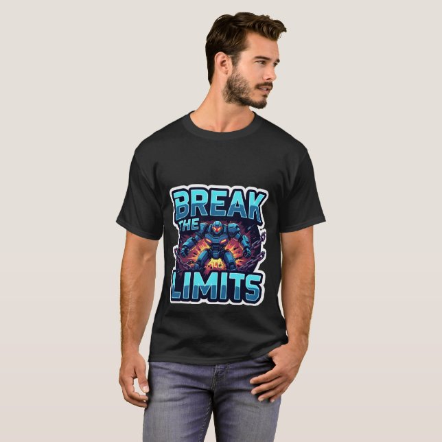 Camiseta Break The Limits Futuristic Gaming Motivation (Frente Completa)