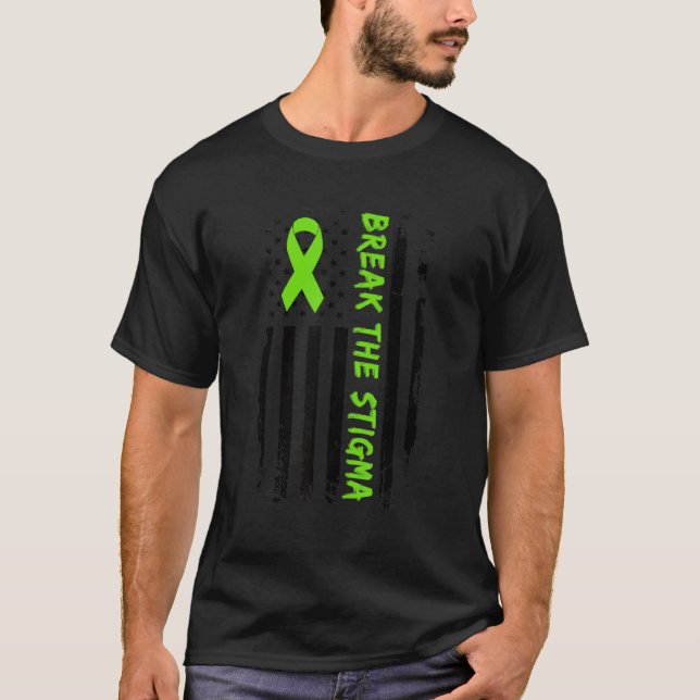 Camiseta Break The Stigma  Green Mental Health Awareness (Frente)