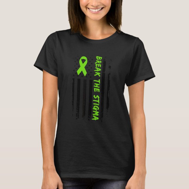 Camiseta Break The Stigma  Green Mental Health Awareness (Frente)