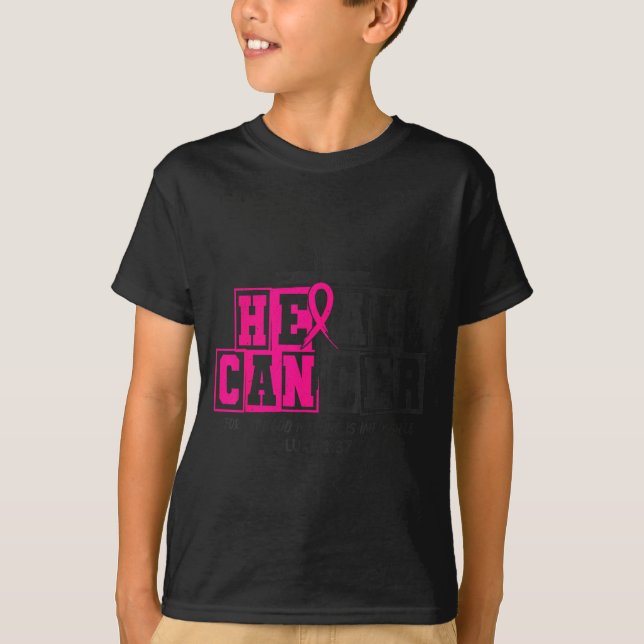 Camiseta Breast Cancer Awareness Nk Ribbon Heal Cancer Chri (Frente)