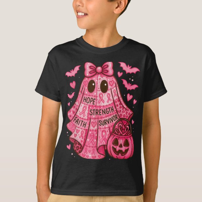 Camiseta Breast Cancer Hope Strength Faith Survivor Ghost W (Frente)