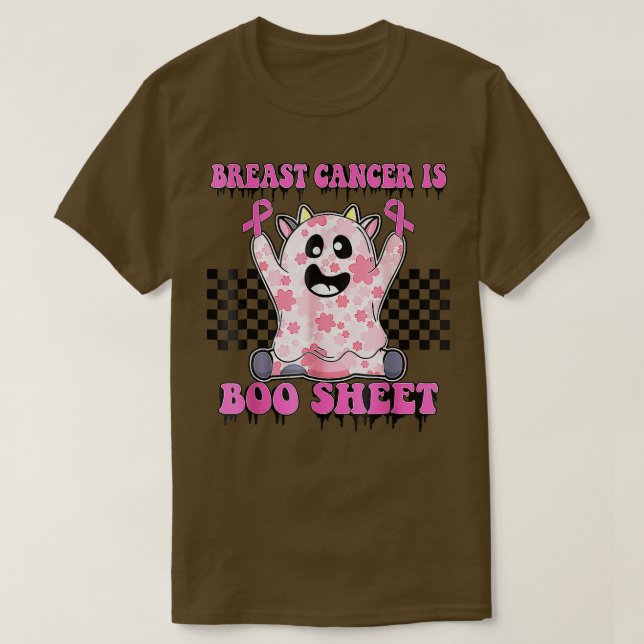 Camiseta Breast Cancer Is Boo Sheet Pink Ribbon Halloween A (Frente do Design)
