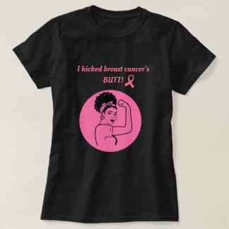Camiseta Breast Cancer Pink Kick Butt Woman T-Shirt