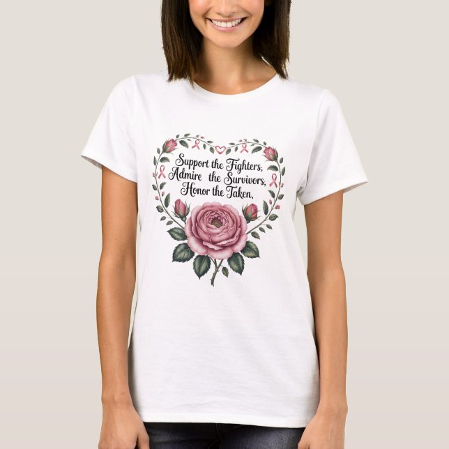 Camiseta Breast Cancer Support Admire Honor Breast Cancer A (Frente)