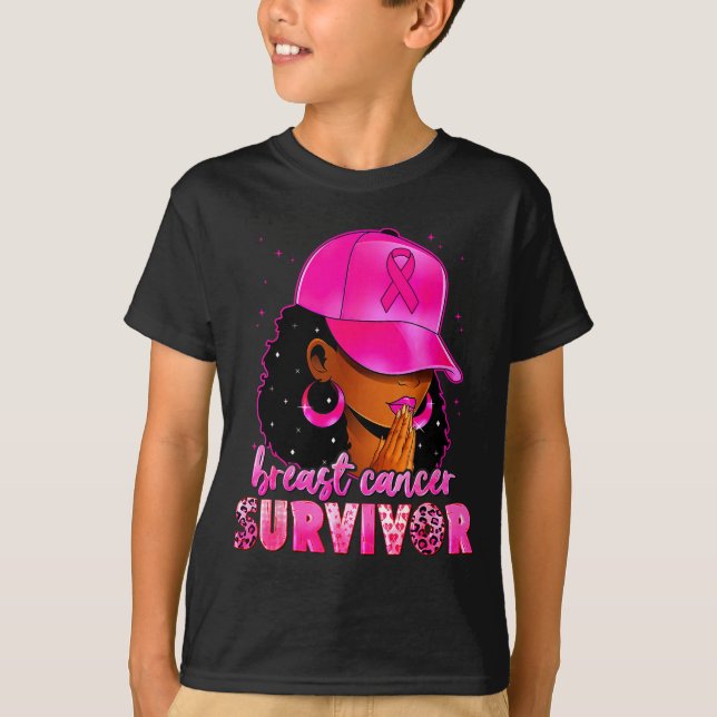 Camiseta Breast Cancer Survivor Black Women Afro African Ch (Frente)