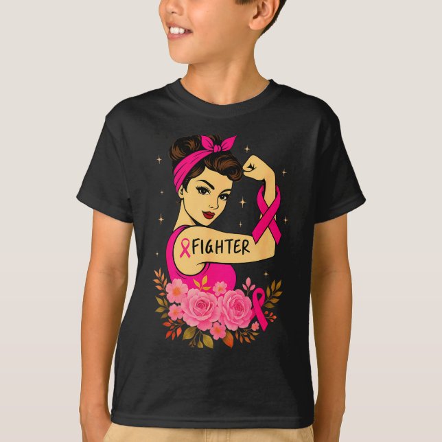 Camiseta Breast Cancer Survivor Rosie Riveter Nk Awareness  (Frente)