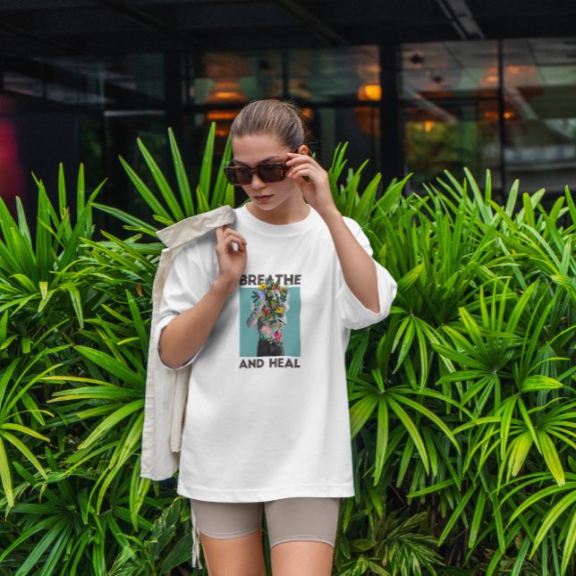 Camiseta Breathe E Heal Mulher Floral (Criador carregado)