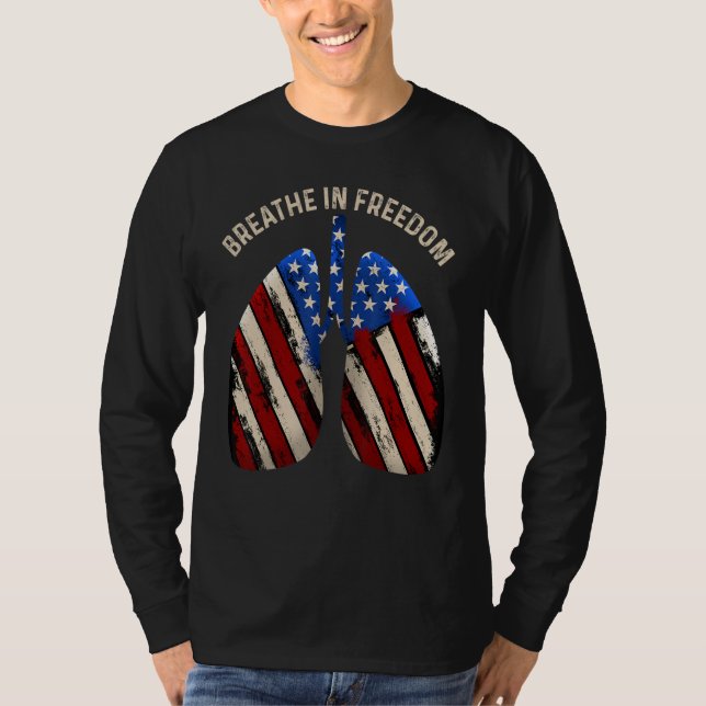 Camiseta Breathe In Freedom Liberty USA Patriotic American  (Frente)