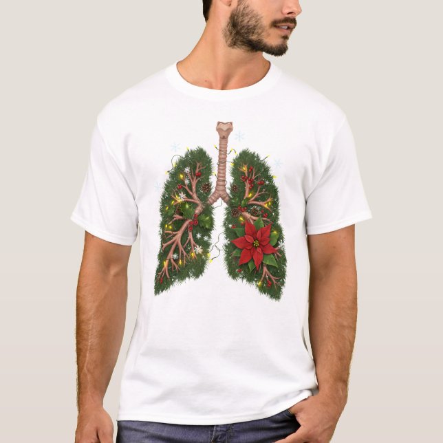 Camiseta Breathe In the Season – Floral Lungs Christmas (Frente)