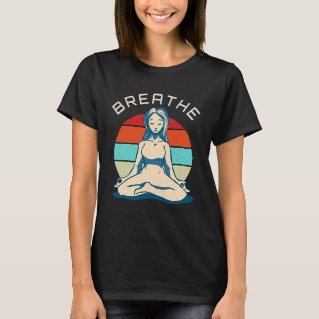 Camiseta Breathe Meditation   Vintage Yoga Girl (Frente)