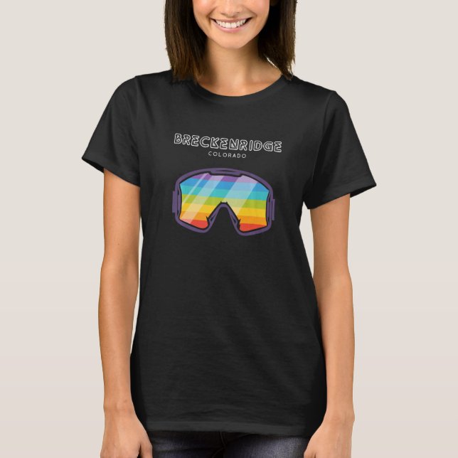 Camiseta Breckenridge Colorado Orgulho LGBTQ Ski Googles (Frente)
