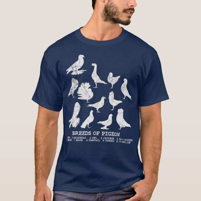Camiseta Breeds of Pigeons pigeon lover (Frente)
