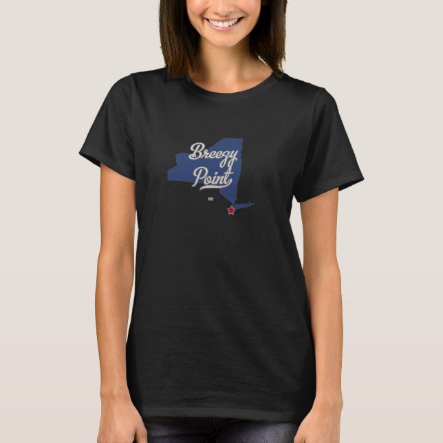 Camiseta Breezy Point Nova Iorque Queens NY Map (Frente)