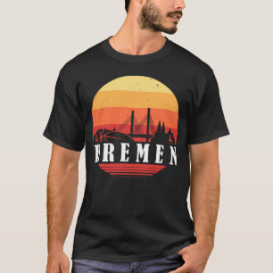 Camiseta Bremen skyline sunset em estilo retrô-vintage 0421