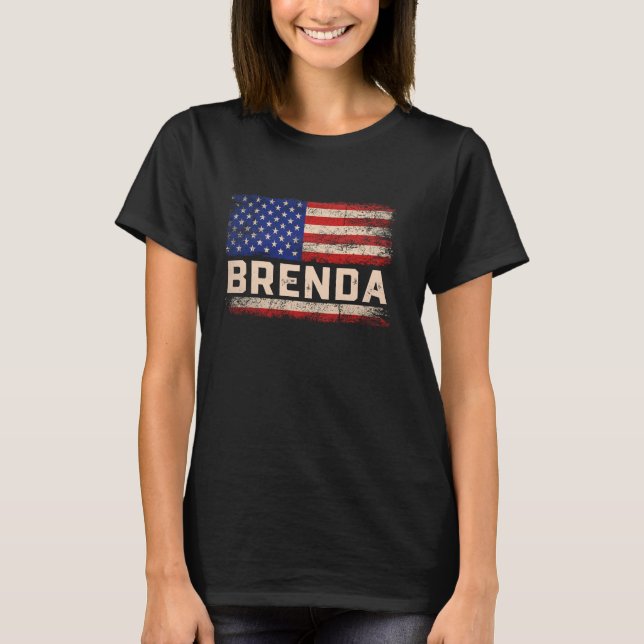 Camiseta Brenda First Name Shirt Brenda Name Flag Americano (Frente)