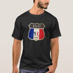 Camiseta Brest France Casaco De Armamento Bandeiras Cidade/