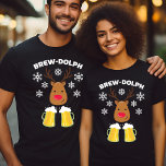 Camiseta Brew-Dolph Funny Reindeer Beer Christmas Rudolph<br><div class="desc">Brew-Dolph Funny Rudolph Reindeer Beer Feriado Natal Camisa-Bebendo de Álcool T</div>