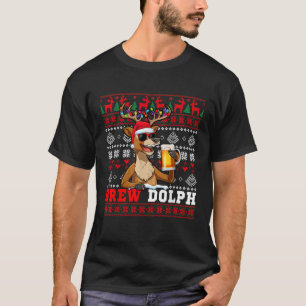Camiseta Brew Golfinho Fantasia Beberrão Óculos de Sol Rena