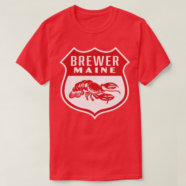 Camiseta Brewer Maine Retro Shield Red (Frente do Design)