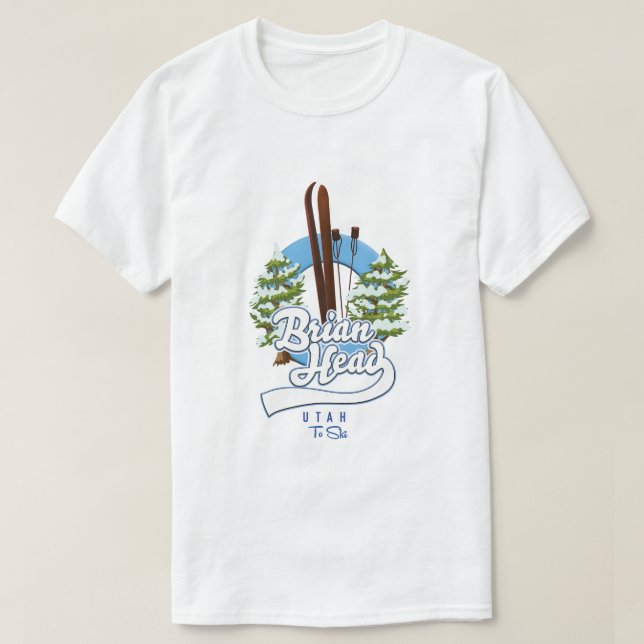 Camiseta Brian Head Utah para esqui logotipo (Frente do Design)
