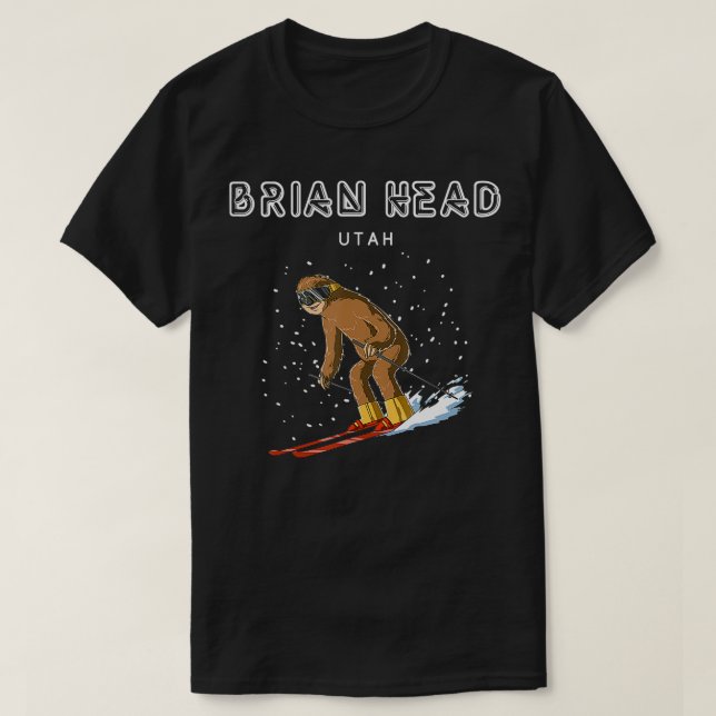 Camiseta Brian Head Utah Sloth Ski Gift (Frente do Design)
