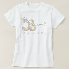 Camiseta Brianna garotas B nome significa monograma tee