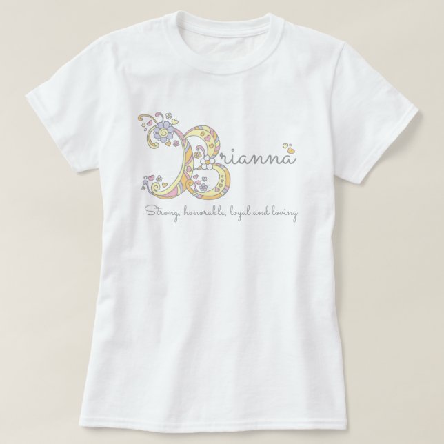 Camiseta Brianna garotas B nome significa monograma tee (Frente do Design)