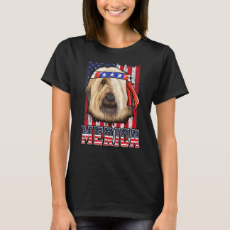 Camiseta Briard Merica 4 De Julho Bandeira Patriótica