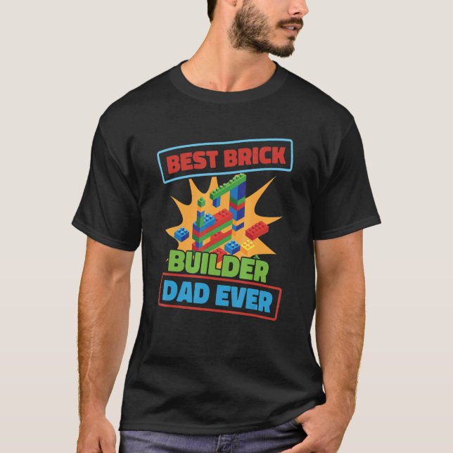 Camiseta Brick Builder Blocks Brick Building Father Dad Fah (Frente)