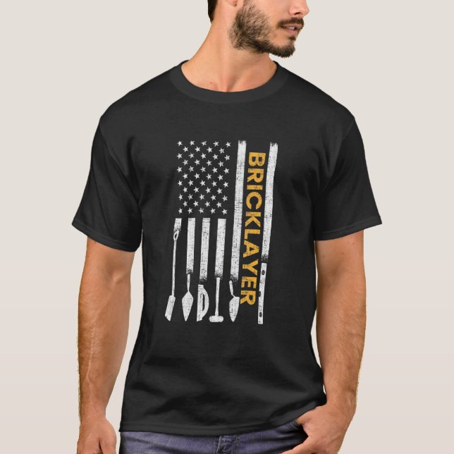 Camiseta Bricklayer American Flag Brickmason Brick Masonry (Frente)