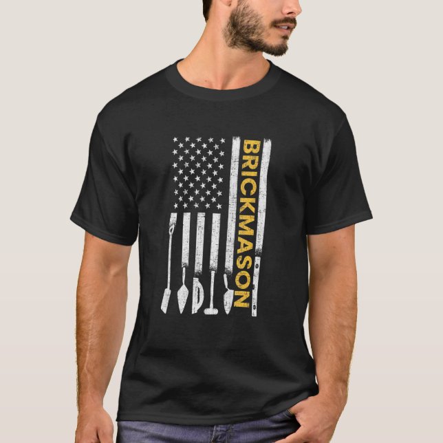 Camiseta Bricklayer American Flag Brickmason Brick Masonry (Frente)