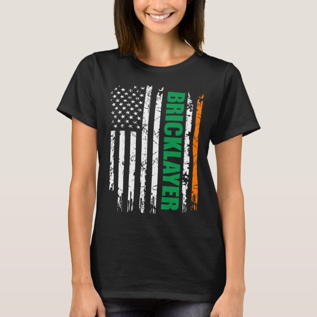 Camiseta Bricklayer USA Flag Irish St Patrick Day (Frente)