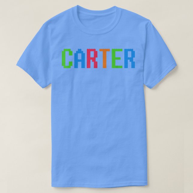 Camiseta Bricks Theme CARTER Boys Name Custom Preschool Blo (Frente do Design)